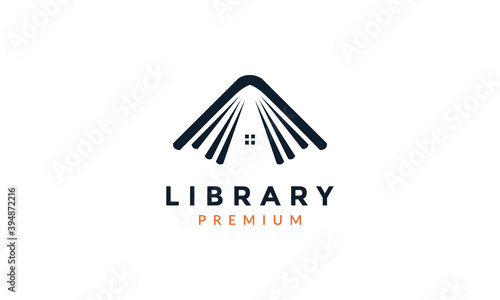 book library with home house  roof modern logo vector icon illustration design