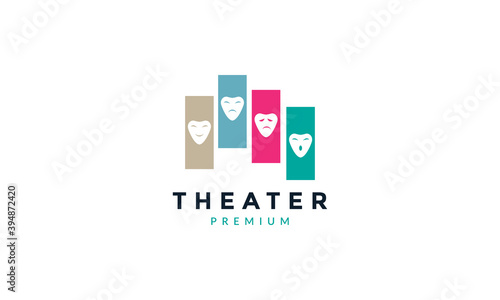 colorful face people mask for theater logo vector icon illustration design