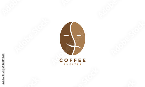 coffee bean mask theater logo vector icon illustration design
