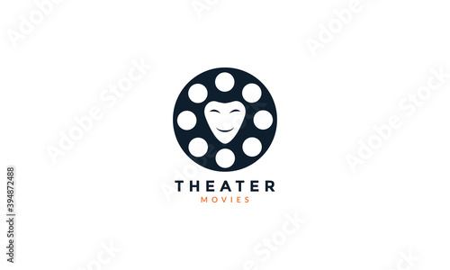 movie mask theater logo vector icon illustration design