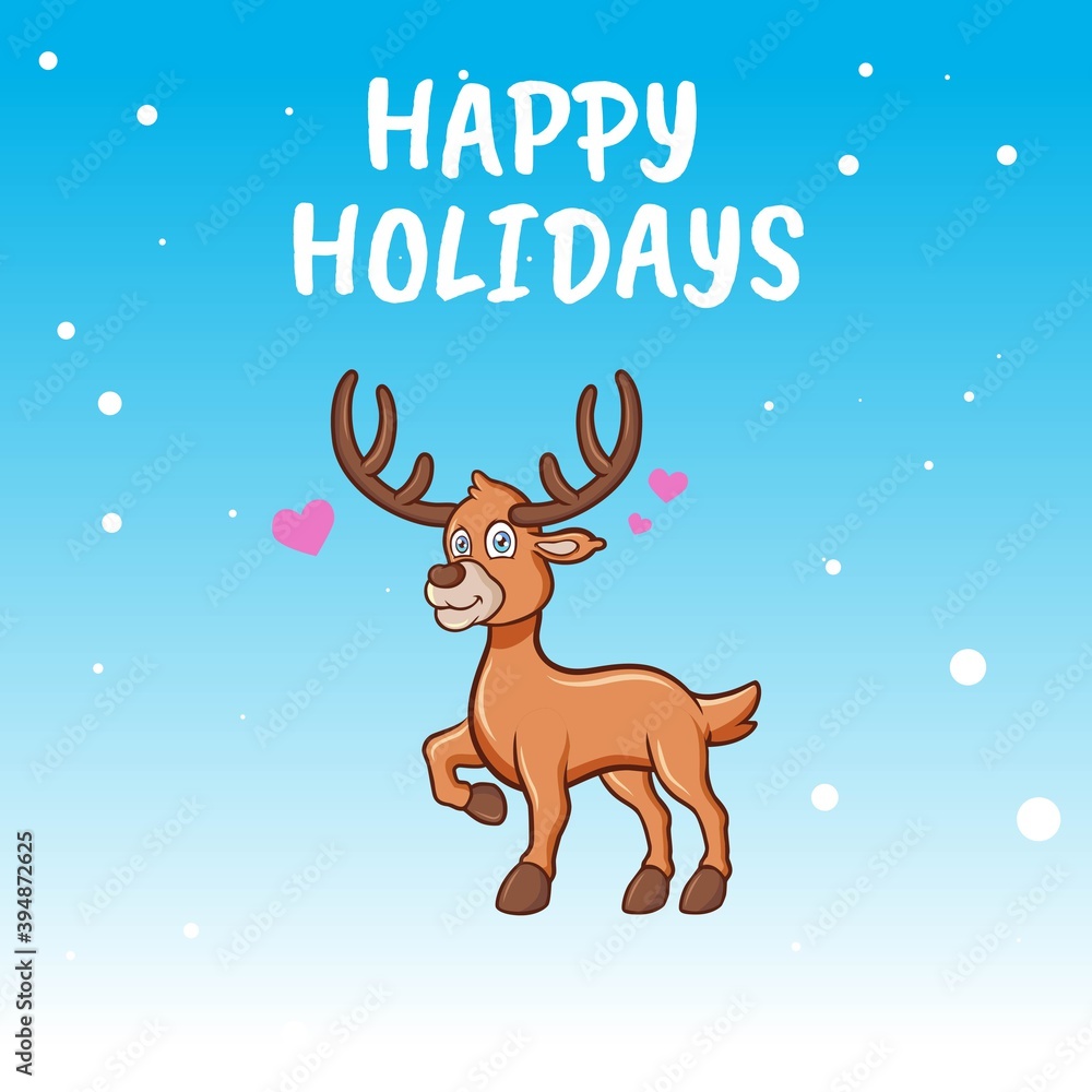 Christmas reindeer character for design needs with a winter theme like a logo girft card or greeting card and etc Christmas reindeer character for design needs with a winter theme like a logo girft card or greeting card and etc