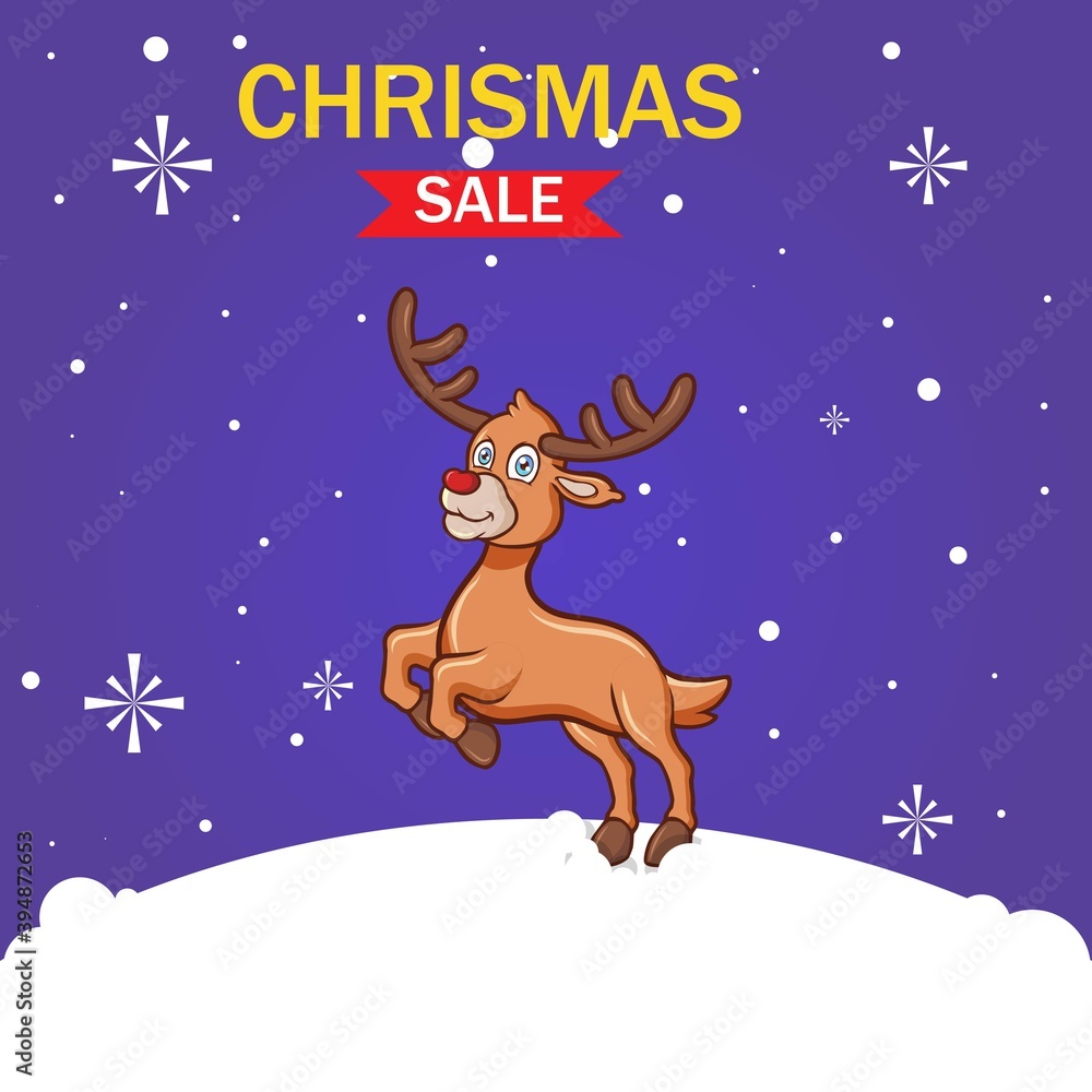Christmas reindeer character for design needs with a winter theme like a logo girft card or greeting card and etc Christmas reindeer character for design needs with a winter theme like a logo girft card or greeting card and etc