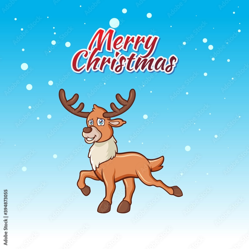 Christmas reindeer character for design needs with a winter theme like a logo girft card or greeting card and etc