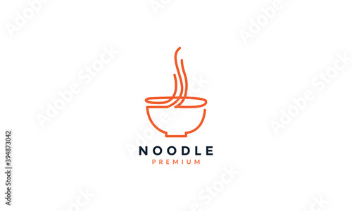 noodle with bowl line modern simple logo vector icon illustration design