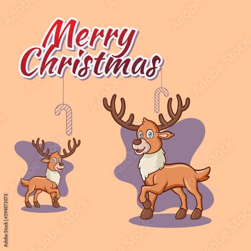 Fototapeta Naklejka Na Ścianę i Meble -  Christmas reindeer character for design needs with a winter theme like a logo girft card or greeting card and etc