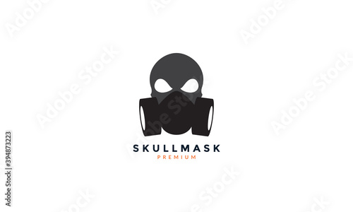 respirator mask with skull face logo vector icon illustration design