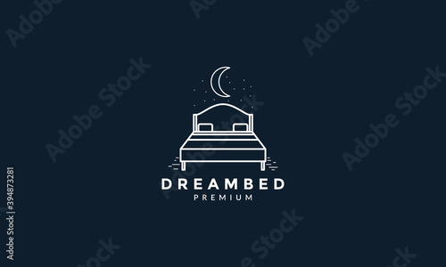 line bed with star crescent logo vector icon illustration design