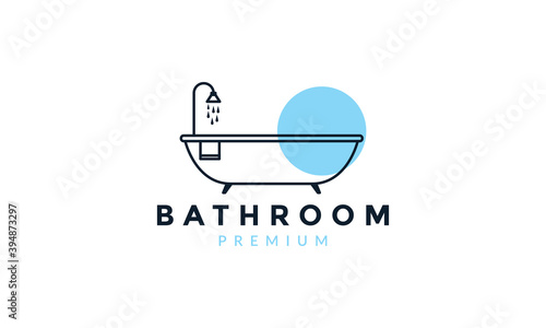 architecture interior line modern bathroom logo vector icon illustration design