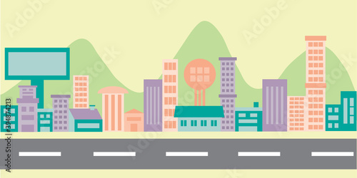 colorful Geometric buildings flat vector illustration