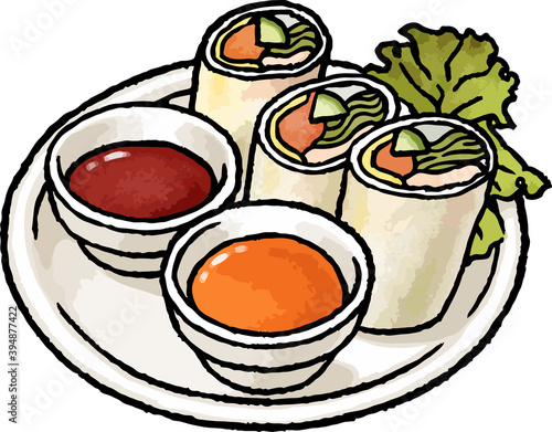 【手描き食べ物ベクターイラスト素材】生春巻きのイラスト