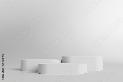 Product display podium on white background. 3D rendering 