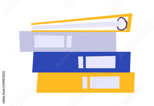 Stack of stationery folders with documents, office paper work, archive cartoon vector isolated