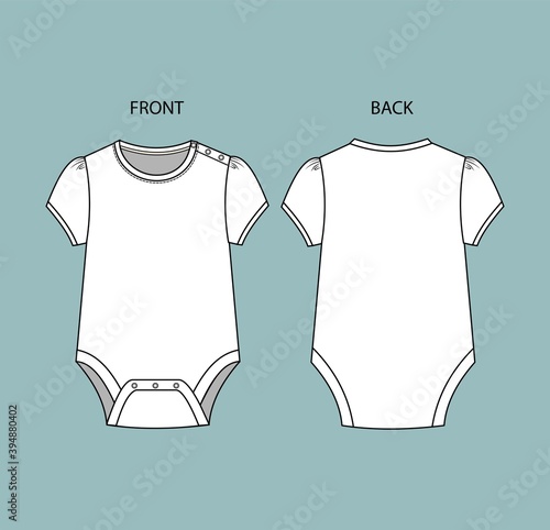 Baby Bodysuit Template. Baby Bodysuit front and back view.