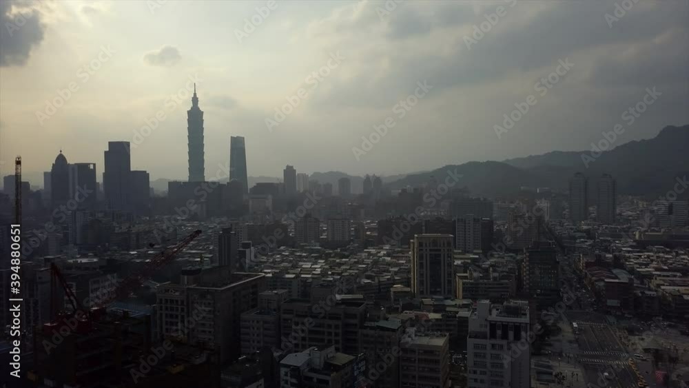 taiwan sunny day taipei city center high aerial panorama 4k taiwan sunny day taipei city center high aerial panorama 4k