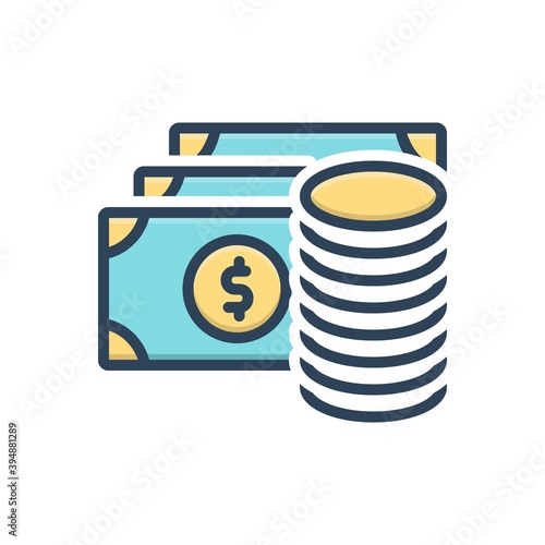 Color illustration icon for amount