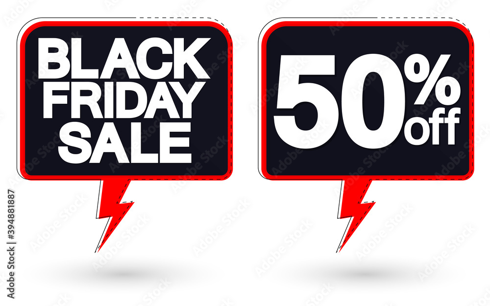 Black Friday Sale, 50% off, banners design template, discount tags, season offers, vector illustration Black Friday Sale, 50% off, banners design template, discount tags, season offers, vector illustration