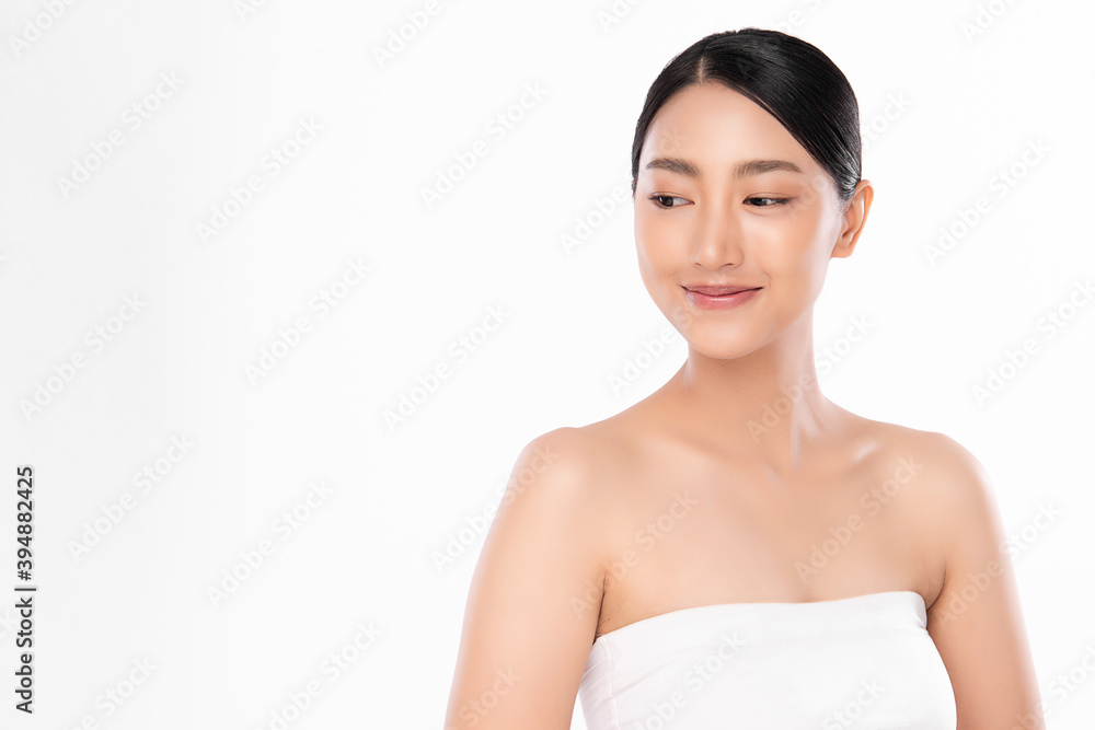 Beautiful young asian woman with clean fresh skin on white background, Face care, Facial treatment, Cosmetology, beauty and spa, Asian women portrait Beautiful young asian woman with clean fresh skin on white background, Face care, Facial treatment, Cosmetology, beauty and spa, Asian women portrait