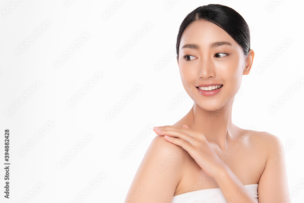 Beautiful young asian woman with clean fresh skin on white background, Face care, Facial treatment, Cosmetology, beauty and spa, Asian women portrait Beautiful young asian woman with clean fresh skin on white background, Face care, Facial treatment, Cosmetology, beauty and spa, Asian women portrait