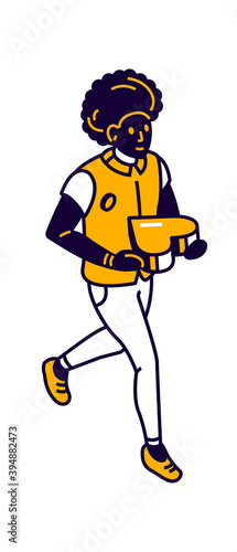 Young girl guy carries a heart in his hands, isometric vector illustration. Concept for donation, charity, selfless care