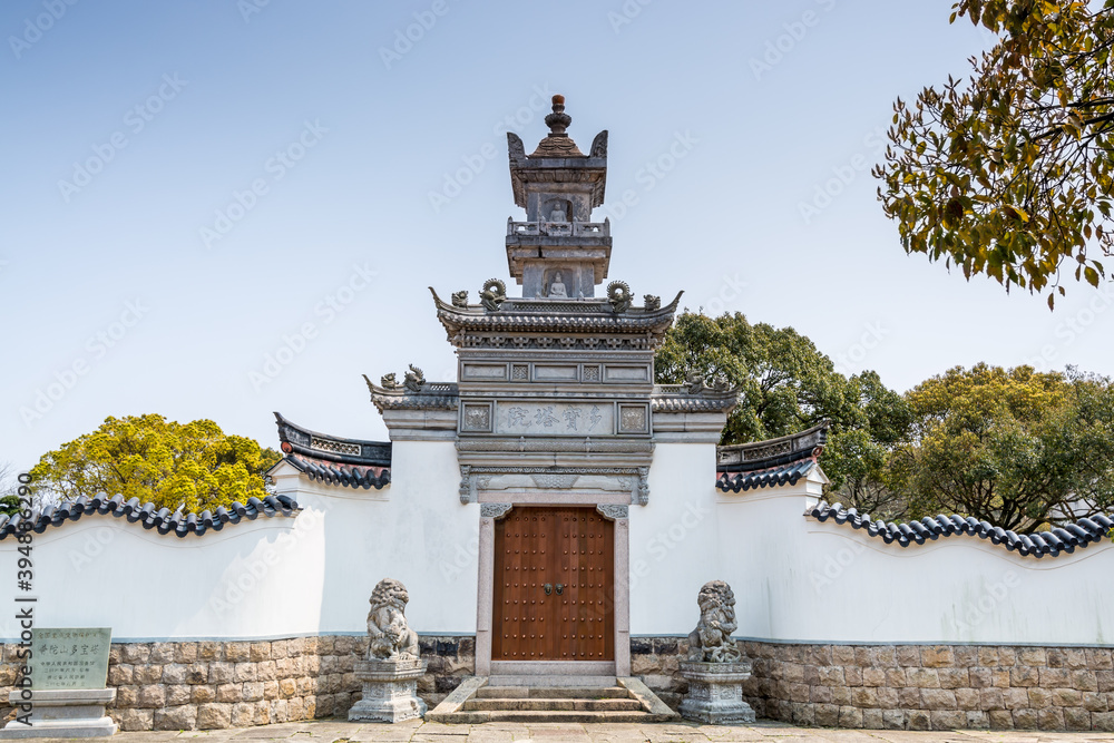 Pagoda and Temples in the Putuoshan, Zhoushan Islands, Zhejiang, considered the bodhimanda of the bodhisattva Avalokitesvara (Guanyin)