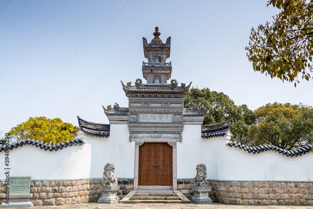 Pagoda and Temples in the Putuoshan, Zhoushan Islands, Zhejiang, considered the bodhimanda of the bodhisattva Avalokitesvara (Guanyin) Pagoda and Temples in the Putuoshan, Zhoushan Islands, Zhejiang, considered the bodhimanda of the bodhisattva Avalokitesvara (Guanyin)