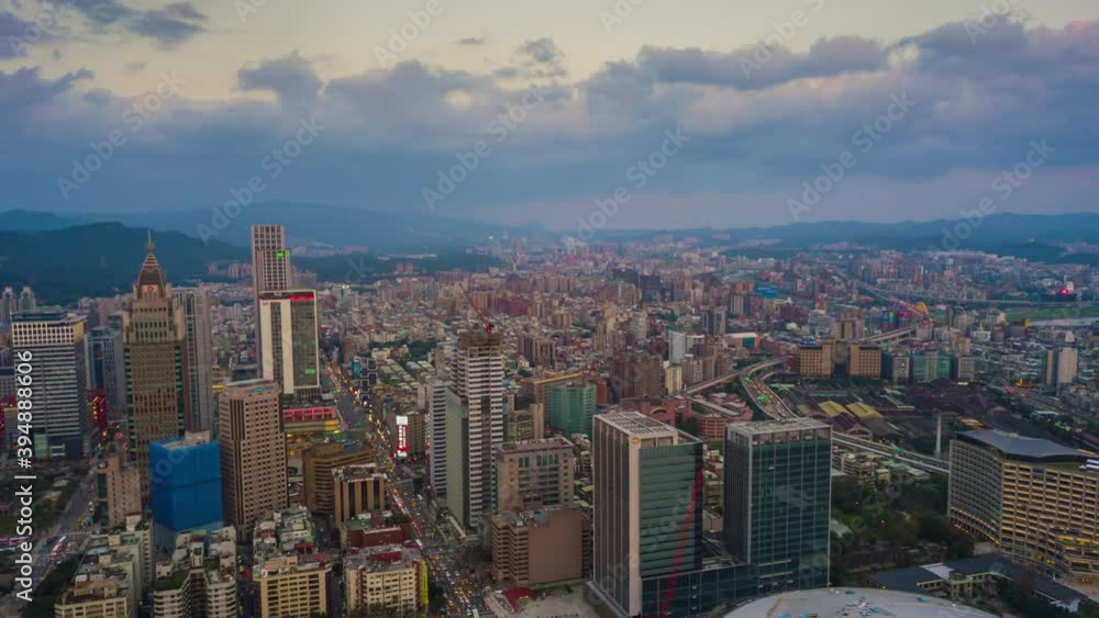 sunset time taipei cityscape aerial panorama 4k timelapse taiwan sunset time taipei cityscape aerial panorama 4k timelapse taiwan