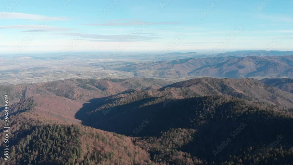Beskid Sadecki in late autumn. View from Radziejowa Summit towards Nowy Sacz town. Beskid Sadecki in late autumn. View from Radziejowa Summit towards Nowy Sacz town.