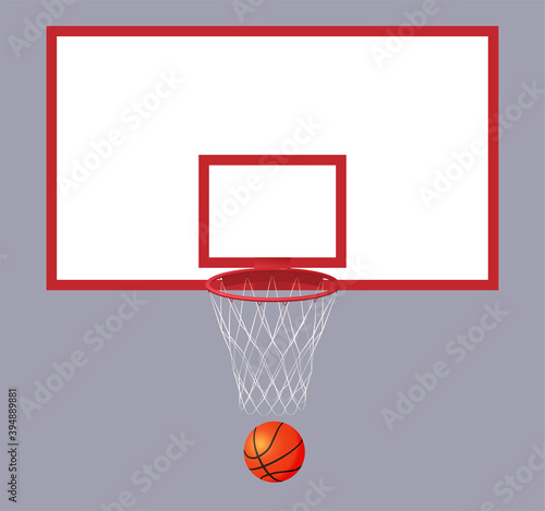 Basketball hoop and ball. Vector illustration. Realistic style