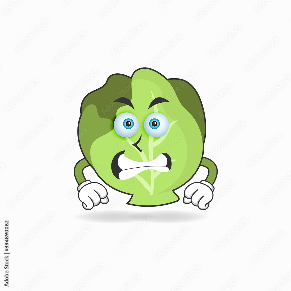 Cabbage mascot character with angry expression. vector illustration