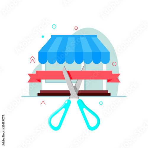 new store, shop, franchise opening concept metaphor illustration flat design vector, simple and modern style graphic elements for website, web pages, templates, infographic, web banners