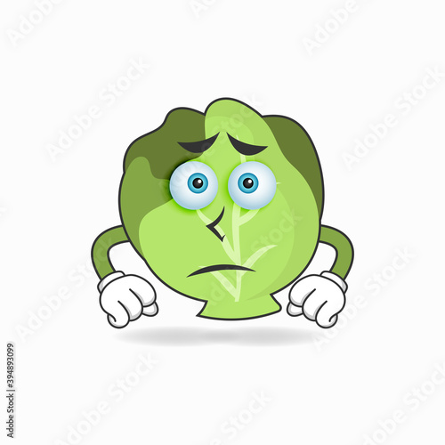 Cabbage mascot character with sad expression. vector illustration