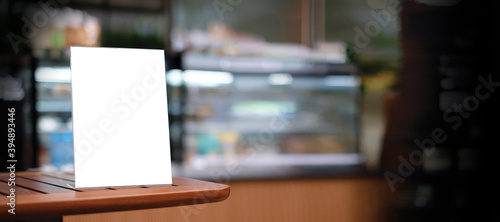 Wallpaper Mural Stand Mock up Menu frame tent card blurred background design key visual layout. Torontodigital.ca