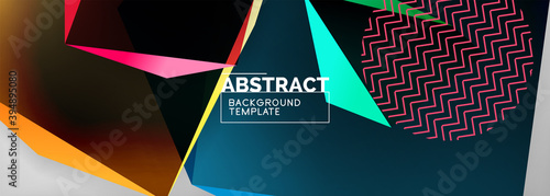 Low poly 3d geometric shapes, minimal abstract background. Vector illustrations for covers, banners, flyers and posters and other