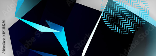 Low poly 3d geometric shapes, minimal abstract background. Vector illustrations for covers, banners, flyers and posters and other