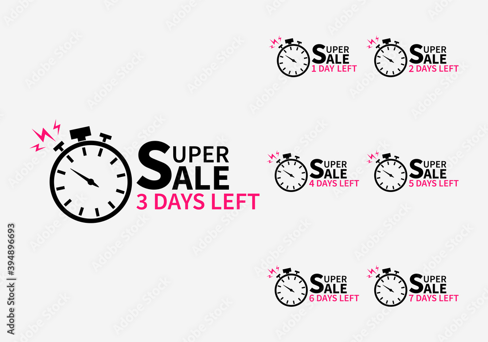 Set of super sale banner with watch symbol vector illustration Set of super sale banner with watch symbol vector illustration