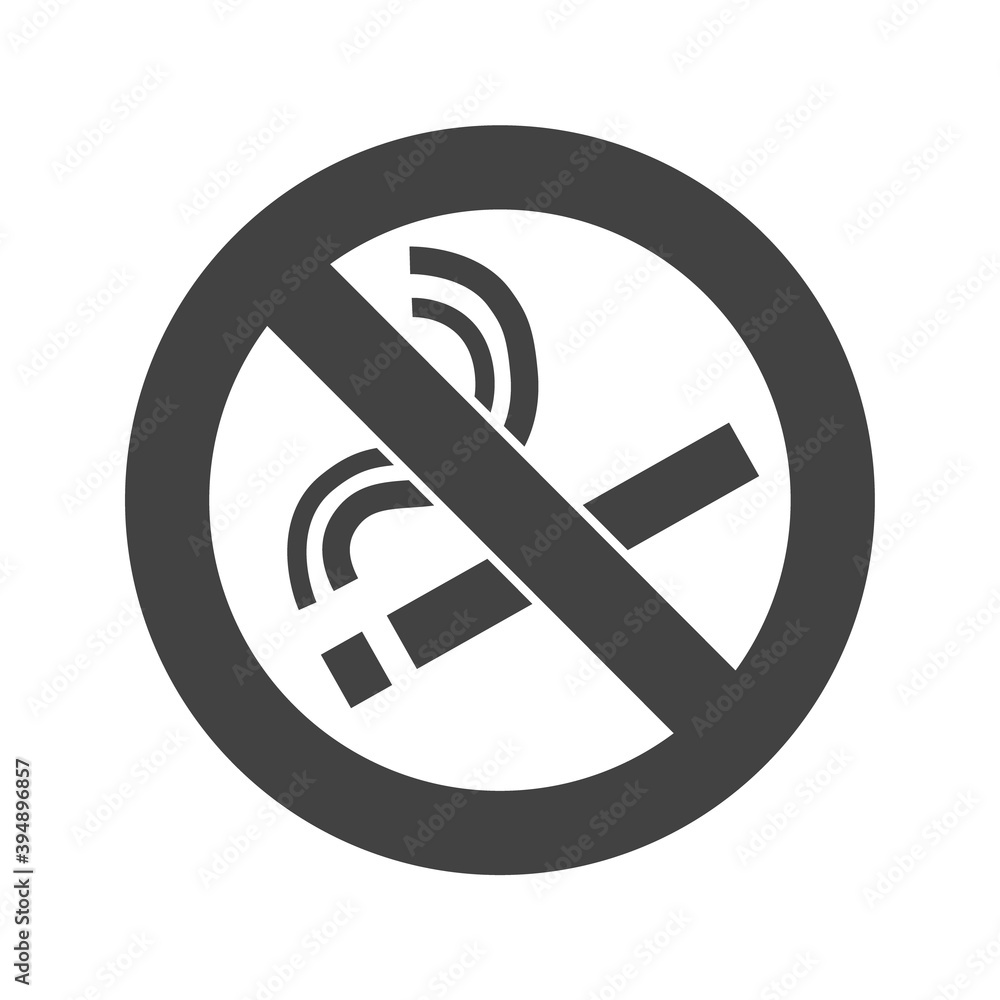No smoking sign. Forbidden sign icon isolated on black background vector illustration. White cigarette, smoke and prohibition circle. No smoking sign. Forbidden sign icon isolated on black background vector illustration. White cigarette, smoke and prohibition circle.