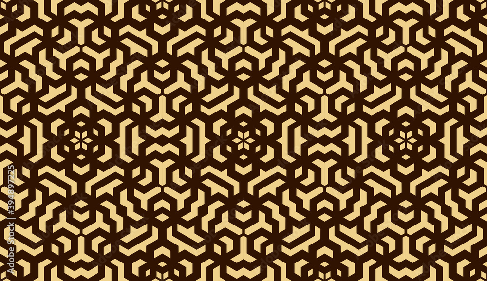 Abstract geometric pattern. A seamless vector background. Gold and dark brown ornament. Graphic modern pattern. Simple lattice graphic design