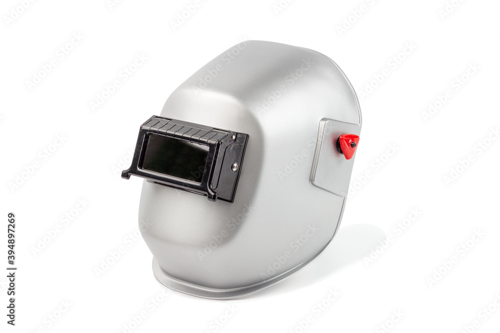 Welding mask isolated on white background close-up. Welding mask isolated on white background close-up.