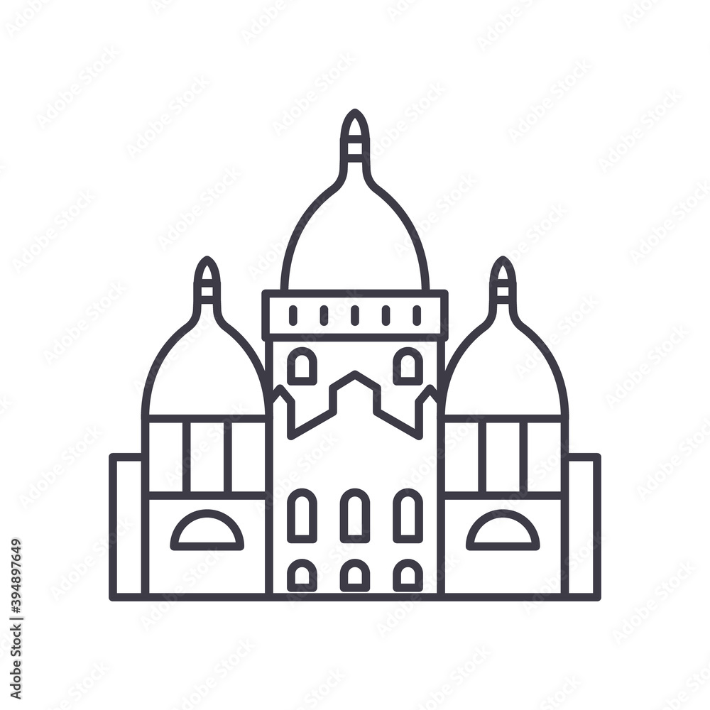 Paris cathedral icon, linear isolated illustration, thin line vector, web design sign, outline concept symbol with editable stroke on white background.