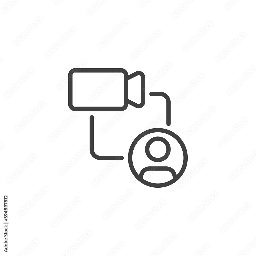 Video chat call line icon. linear style sign for mobile concept and web design. Video conference connection outline vector icon. Symbol, logo illustration. Vector graphics Video chat call line icon. linear style sign for mobile concept and web design. Video conference connection outline vector icon. Symbol, logo illustration. Vector graphics