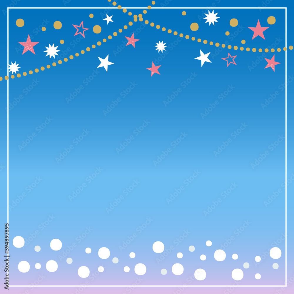 イラスト素材：冬の星空　コピースペース有　正方形