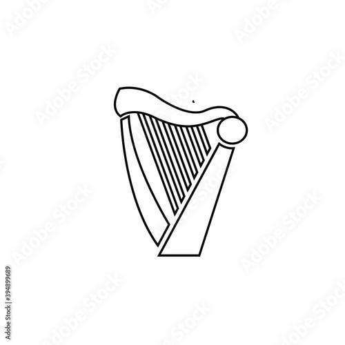 beautiful luxury classic harp line outline vector icon flat design isolated background