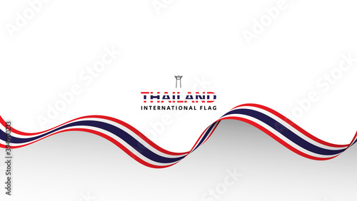 Thailand flag wave flowing flutter banner concept with white copy space background vector illustration.