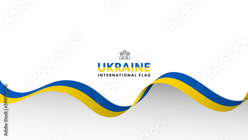 Ukraine flag wave flowing flutter banner concept with white copy space background vector illustration.