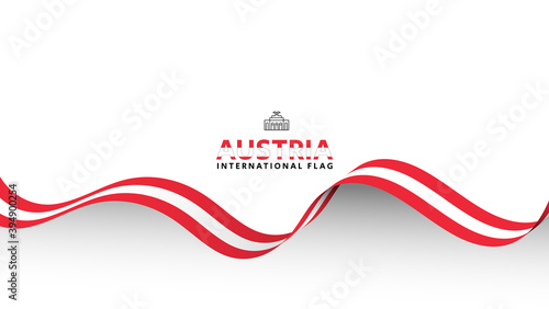 Austria flag wave flowing flutter banner concept with white copy space background vector illustration.
