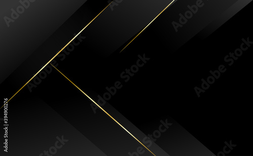 Black abstract background lines tech geometric modern dynamic shape with gold light vector illustration.