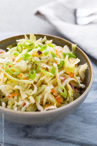 Vegan Coleslaw salad. Healthy cabbage salad.