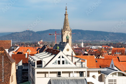 Kirchenachse, vorne Rottenburger Dom, Urkirche Sülchen-heutige Bischofsgrablege-, Wurmlinger Kapelle photo