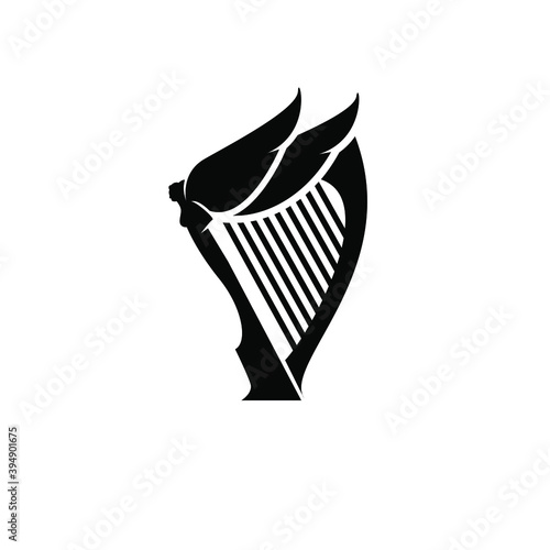 beautiful luxury classic angle harp vector icon flat design isolated background