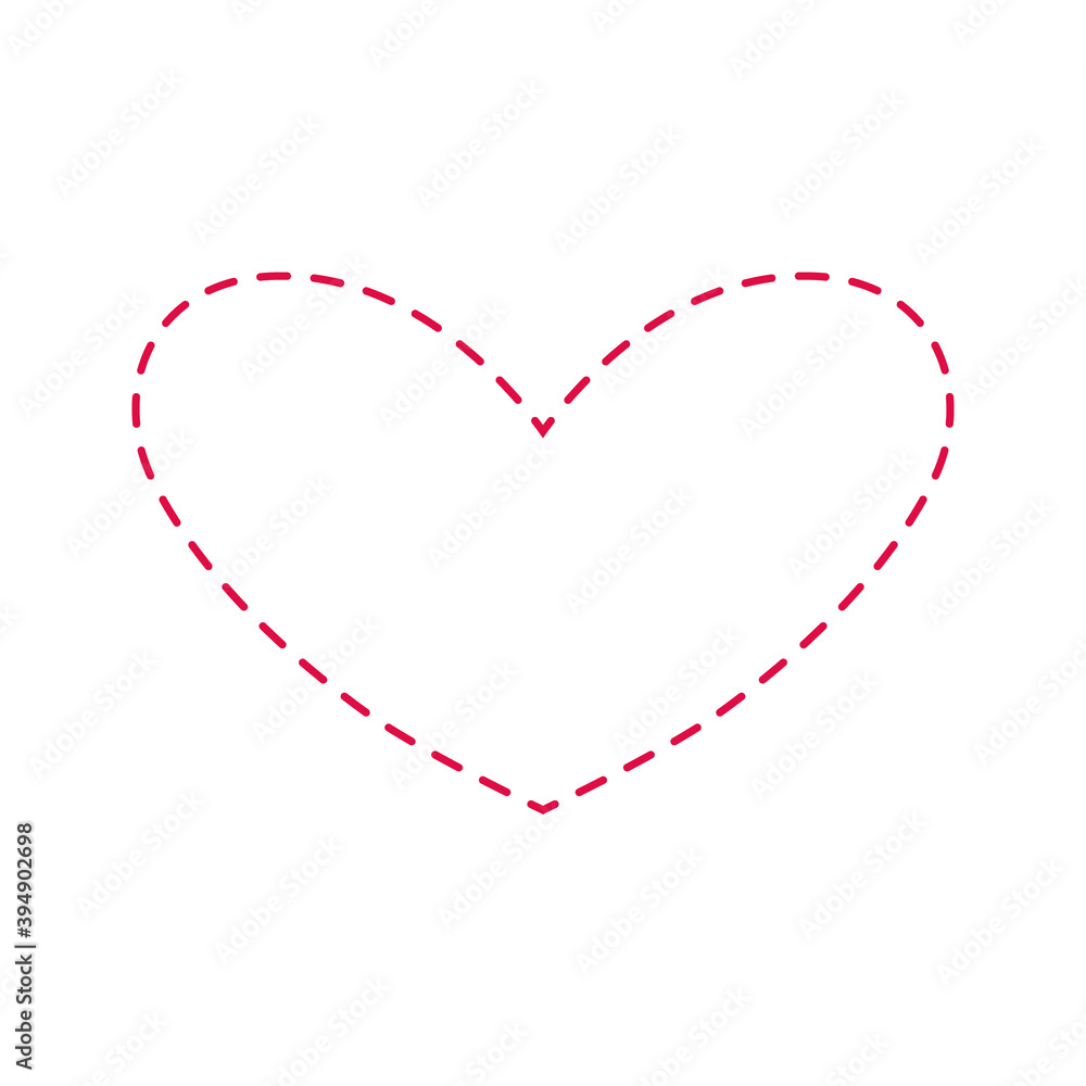 Hand drawn red dash heart on white background. Vector illustration. Scribble vector heart. Love concept for Valentine's Day